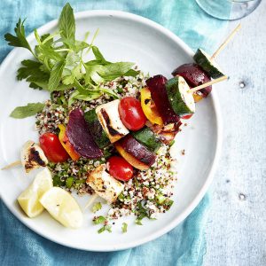 BBQ Vegetable Kebabs & Quinoa Salad Feture Image